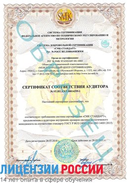 Образец сертификата соответствия аудитора №ST.RU.EXP.00014299-1 Подольск Сертификат ISO 14001